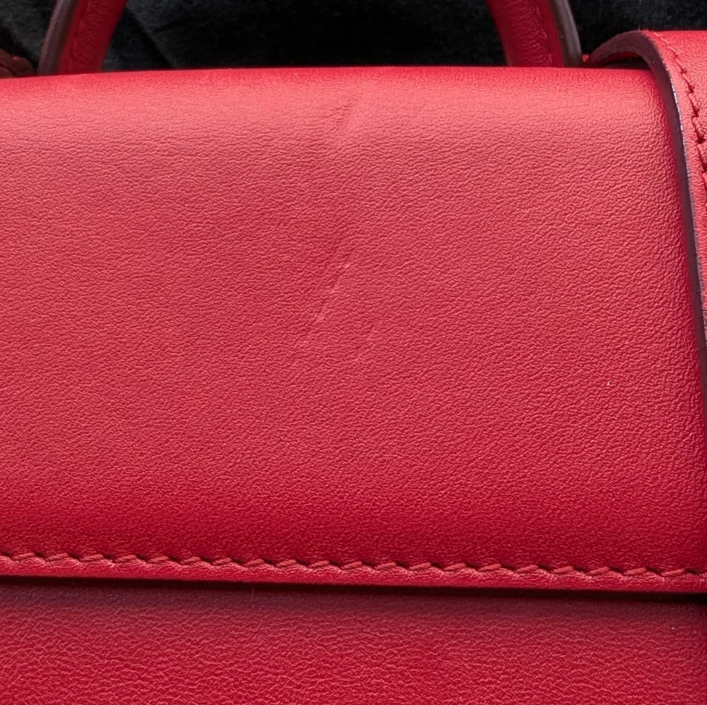[Strathberry] Authentic Ruby Red Nano Tote Gold Hardware with Leather Strap - Picture 10 of 13